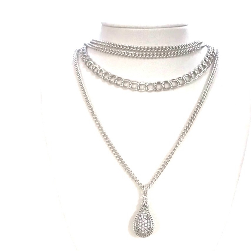 🩶Scott Kay Designer multi-strand Necklace-sterling silver/pave diamonds-elegant🩶